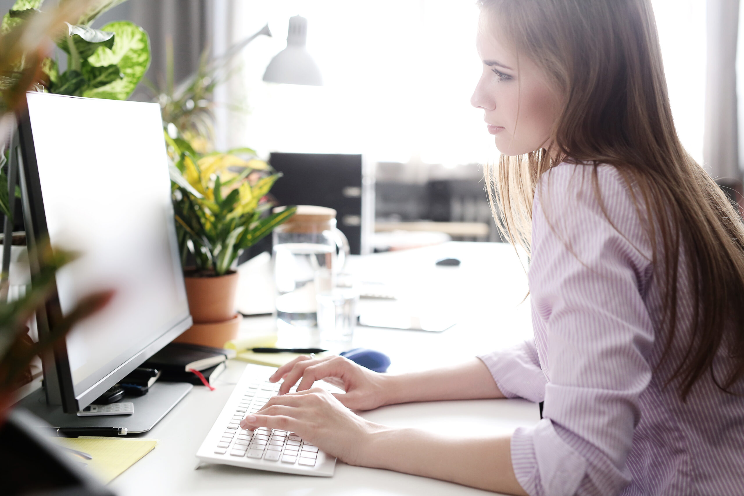 Job, work. Girl in the office